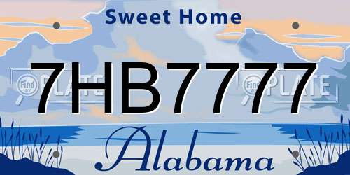 7HB7777 Alabama License Plate