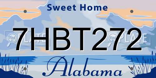 7HBT272 Alabama License Plate