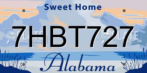 7HBT727 Alabama License Plate