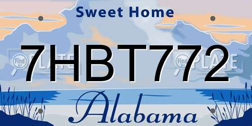 7HBT772 Alabama License Plate
