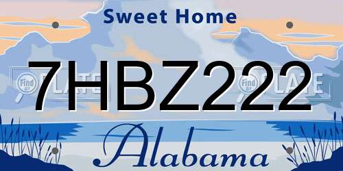 7HBZ222 Alabama License Plate