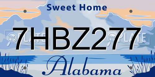 7HBZ277 Alabama License Plate