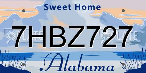 7HBZ727 Alabama License Plate
