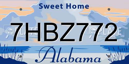 7HBZ772 Alabama License Plate