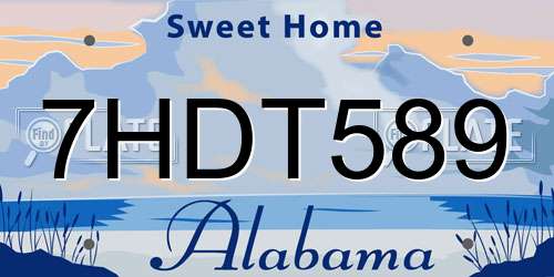7HDT589 Alabama License Plate
