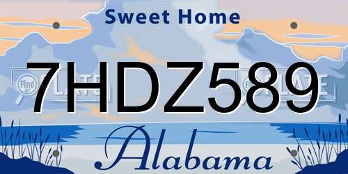 7HDZ589 Alabama License Plate