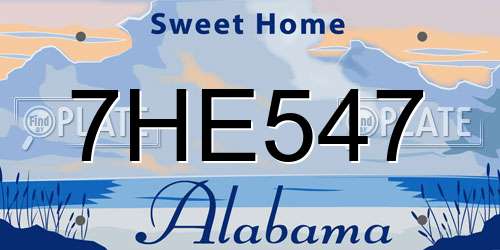 7HE547 Alabama License Plate