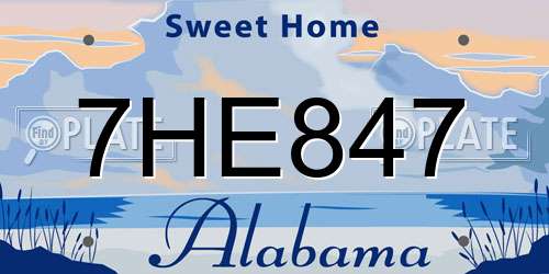 7HE847 Alabama License Plate