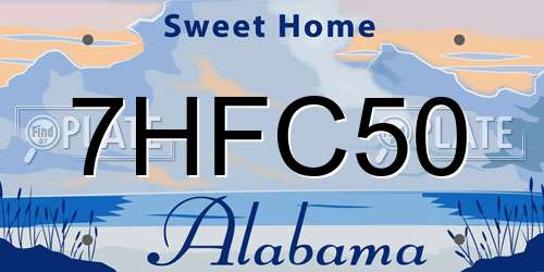 7HFC50 Alabama License Plate