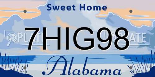 7HIG98 Alabama License Plate
