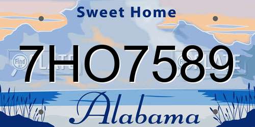 7HO7589 Alabama License Plate