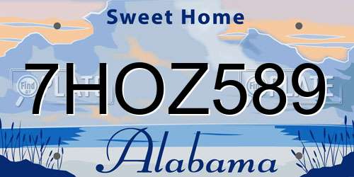 7HOZ589 Alabama License Plate