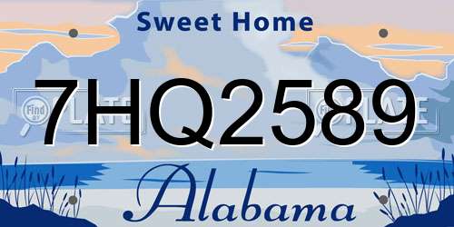 7HQ2589 Alabama License Plate