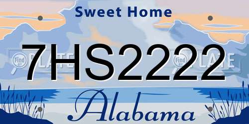 7HS2222 Alabama License Plate