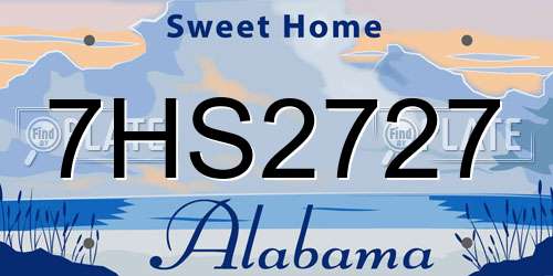 7HS2727 Alabama License Plate