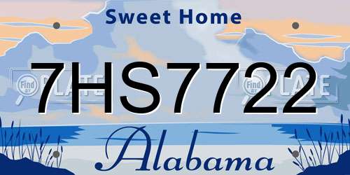7HS7722 Alabama License Plate
