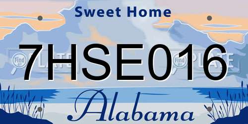 7HSE016 Alabama License Plate