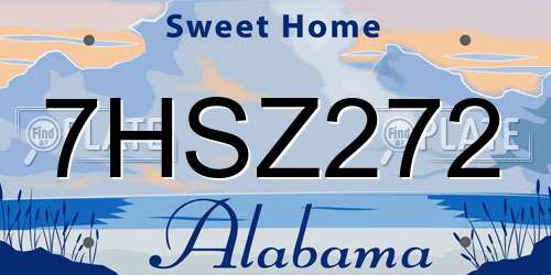 7HSZ272 Alabama License Plate