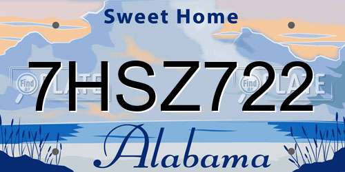 7HSZ722 Alabama License Plate
