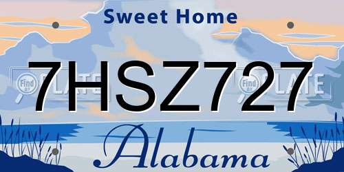 7HSZ727 Alabama License Plate