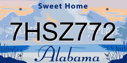 7HSZ772 Alabama License Plate
