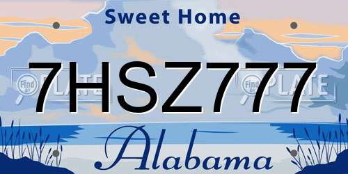 7HSZ777 Alabama License Plate