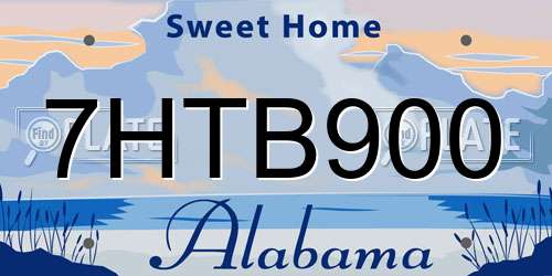 7HTB900 Alabama License Plate