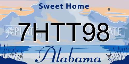 7HTT98 Alabama License Plate