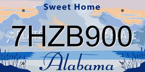 7HZB900 Alabama License Plate