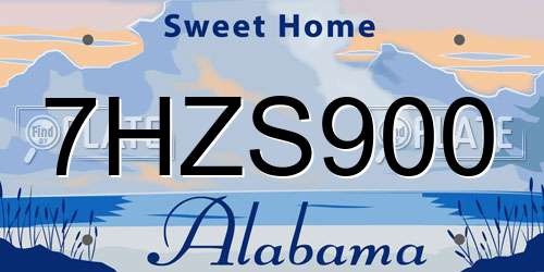 7HZS900 Alabama License Plate