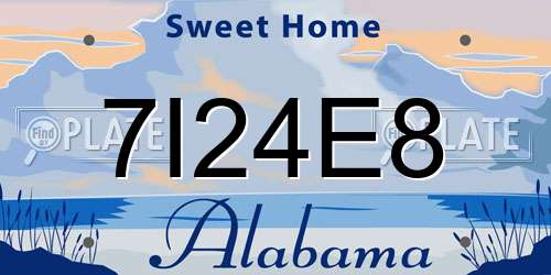 7I24E8 Alabama License Plate