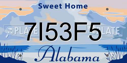 7I53F5 Alabama License Plate