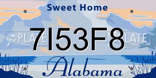 7I53F8 Alabama License Plate