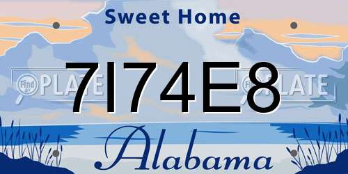 7I74E8 Alabama License Plate