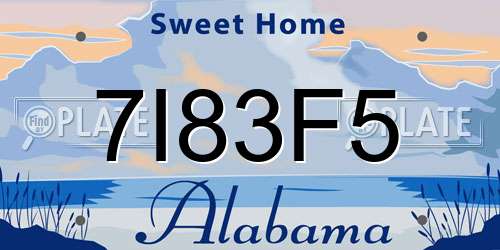7I83F5 Alabama License Plate