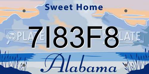 7I83F8 Alabama License Plate