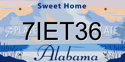 7IET36 Alabama License Plate