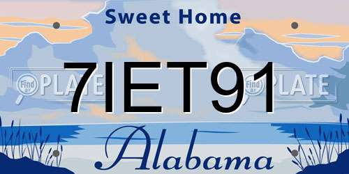 7IET91 Alabama License Plate