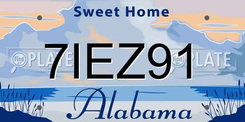 7IEZ91 Alabama License Plate