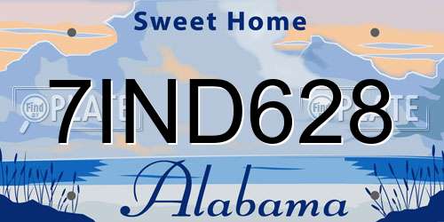 7IND628 Alabama License Plate