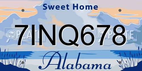 7INQ678 Alabama License Plate