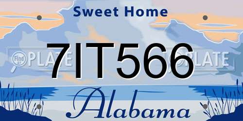 7IT566 Alabama License Plate