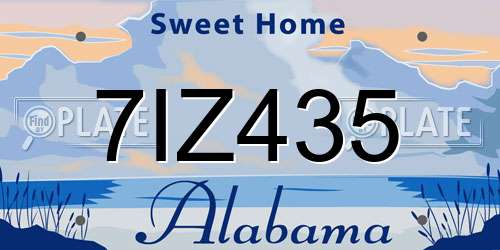 7IZ435 Alabama License Plate