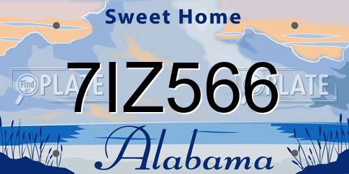 7IZ566 Alabama License Plate