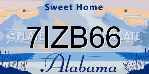 7IZB66 Alabama License Plate