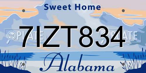 7IZT834 Alabama License Plate