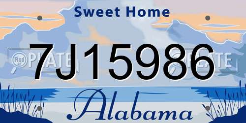 7J15986 Alabama License Plate