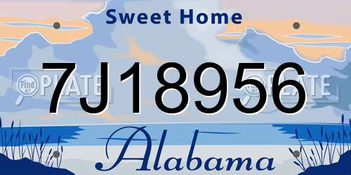 7J18956 Alabama License Plate