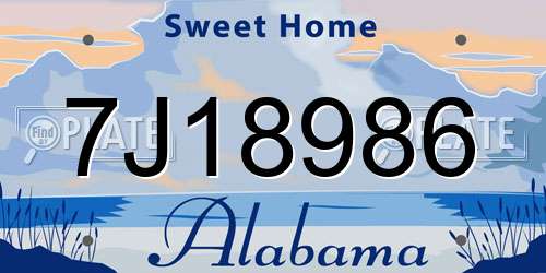 7J18986 Alabama License Plate