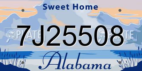 7J25508 Alabama License Plate